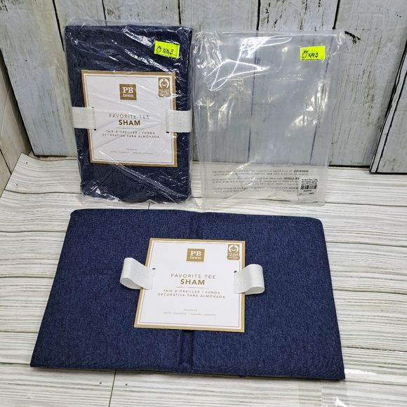 PB Teen Blue 100%Cotton Envelope Style 2Pillow Standard Favorite Tee Shams NIP - Picture 6 of 10